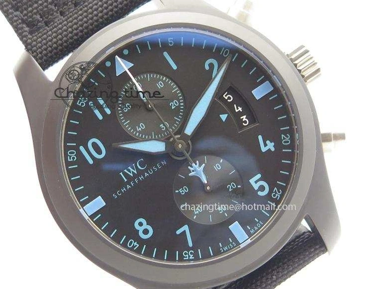 MIROTIME 0422 Comfortable Pilot Chrono IW388003 Real Ceramic ZF 1:1 Best Edition On Black Nylon Strap A 7322